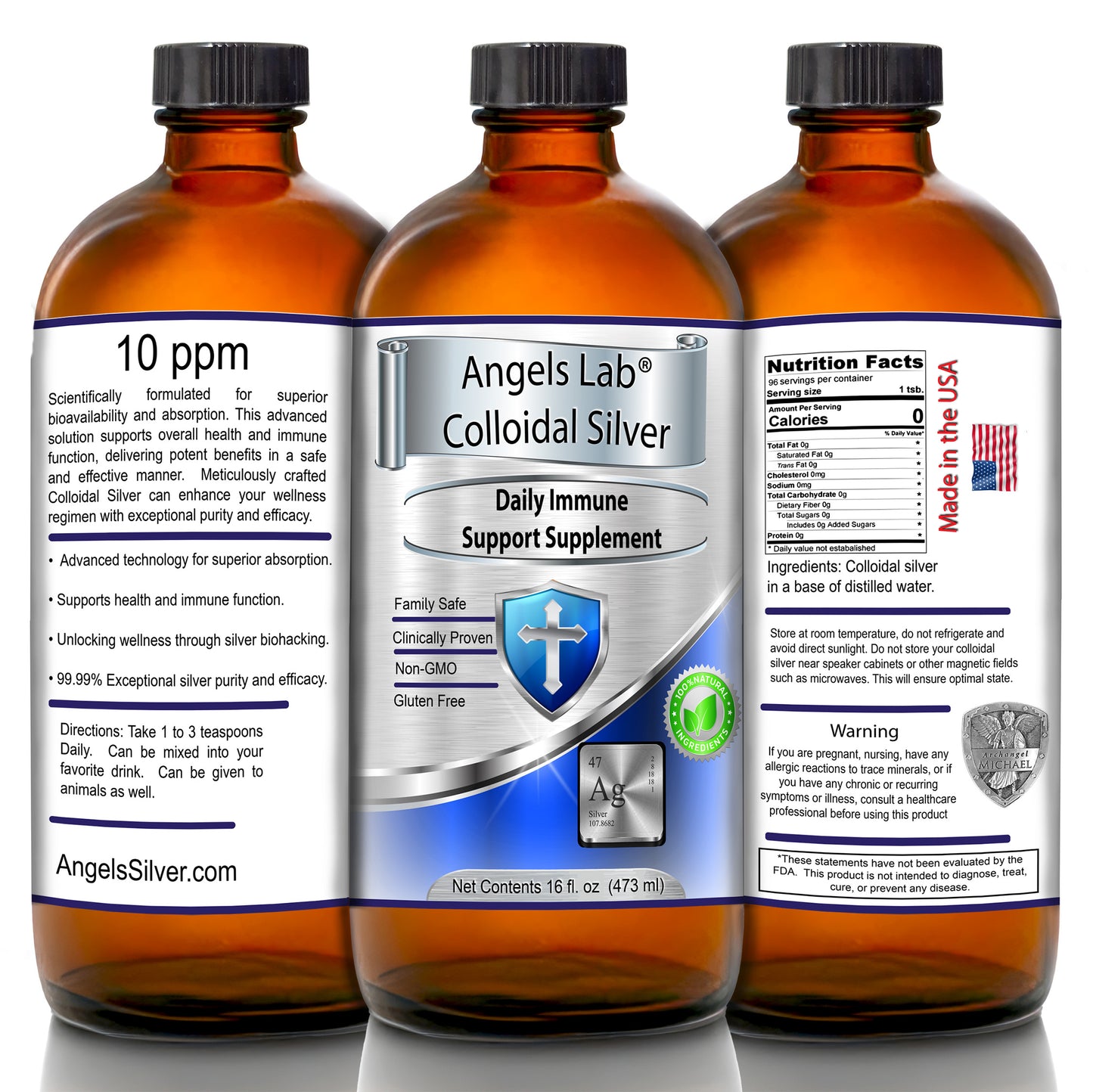 16oz Glass Bottle Colloidal Silver